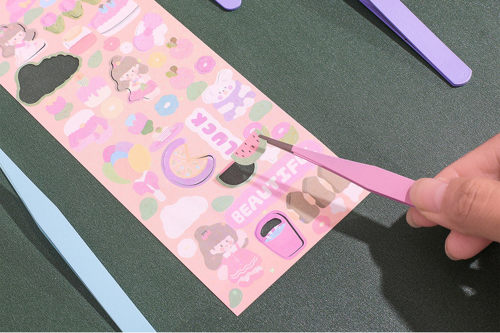 Macaron Tweezer Set Pastel Colors Straight and Elbow Tweezer