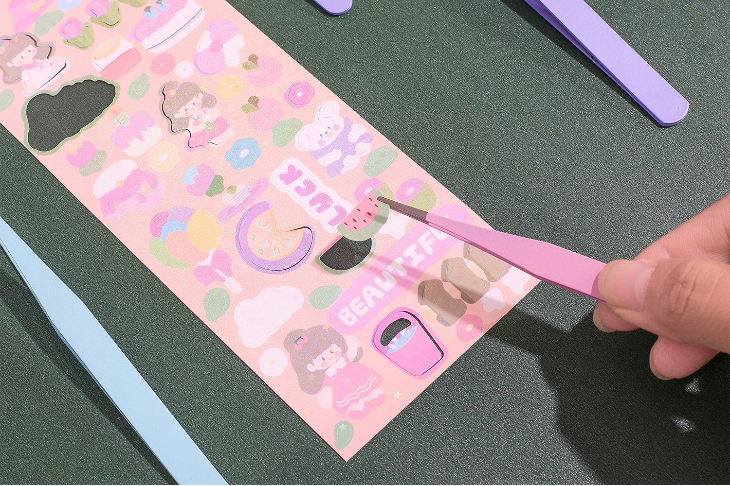 Macaron Tweezer Set Pastel Colors Straight and Elbow Tweezer