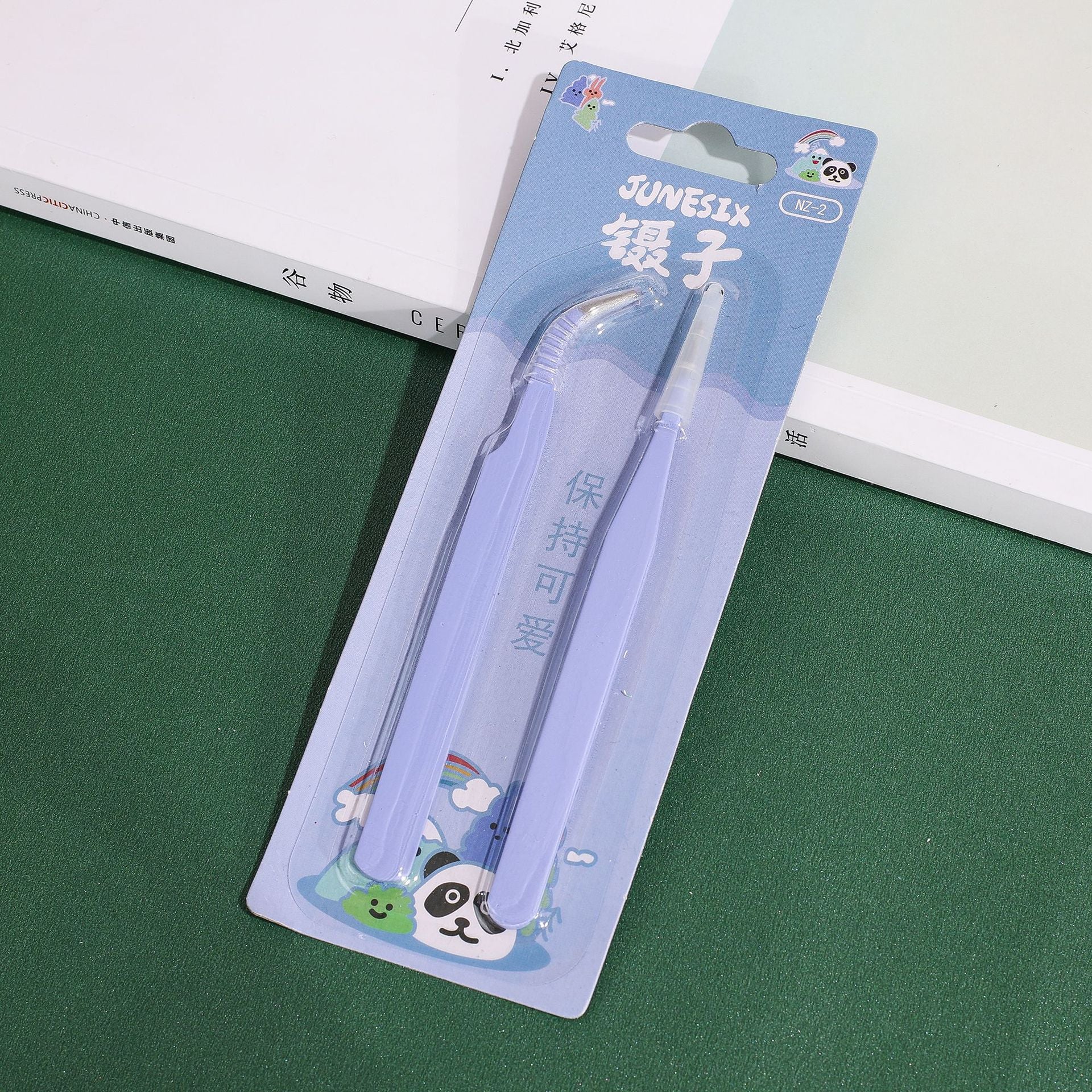 Macaron Tweezer Set Pastel Colors Straight and Elbow Tweezer