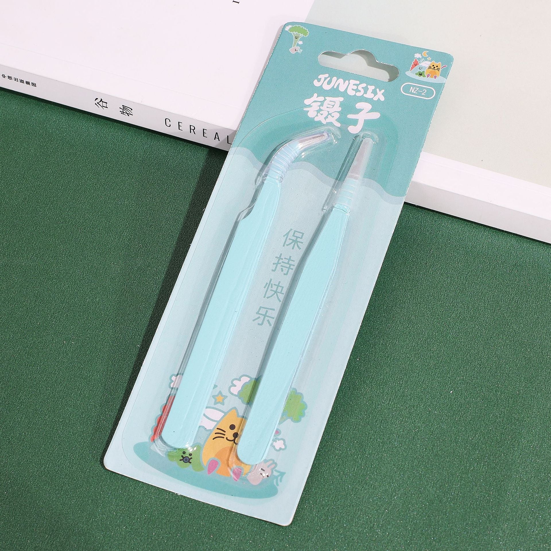 Macaron Tweezer Set Pastel Colors Straight and Elbow Tweezer