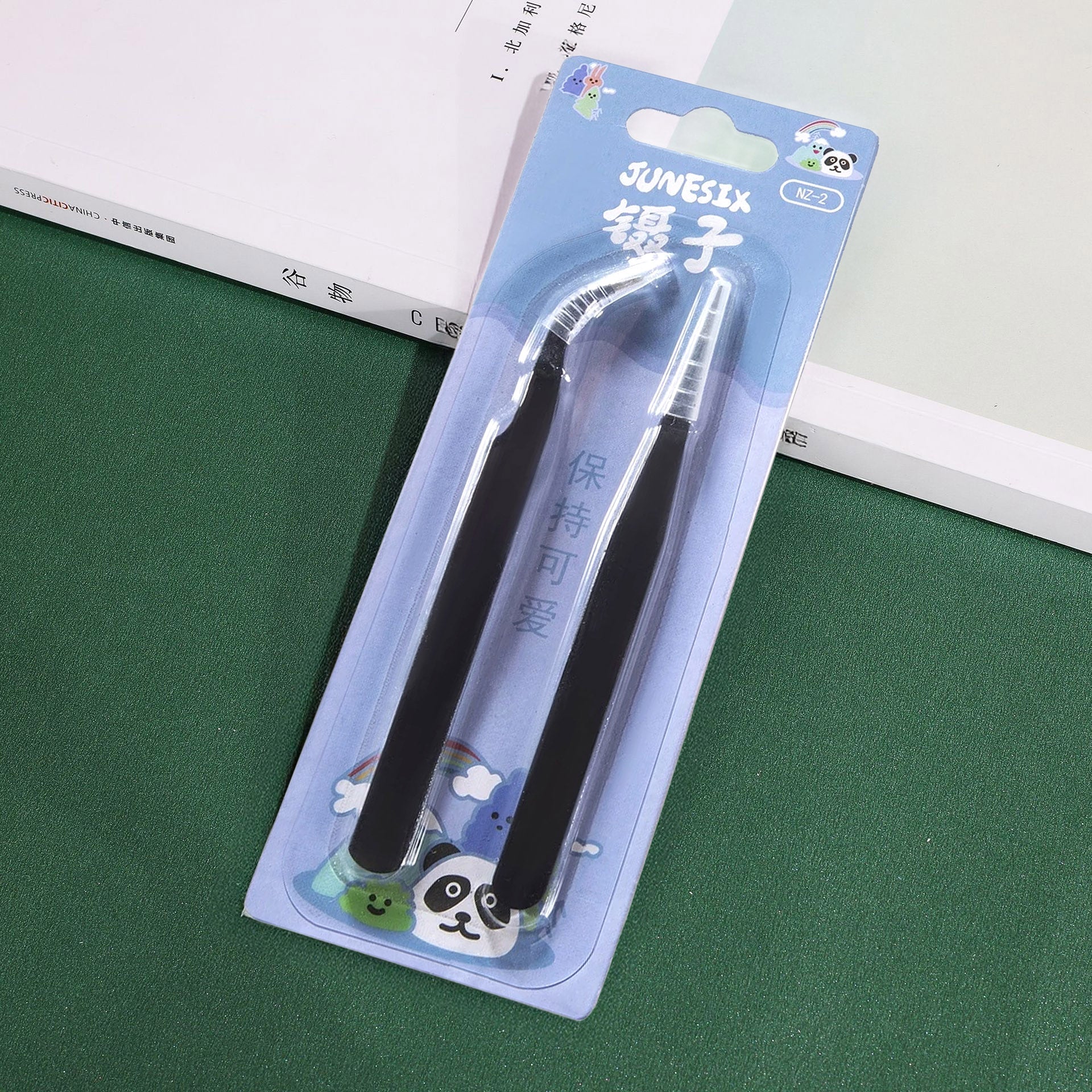 Macaron Tweezer Set Pastel Colors Straight and Elbow Tweezer