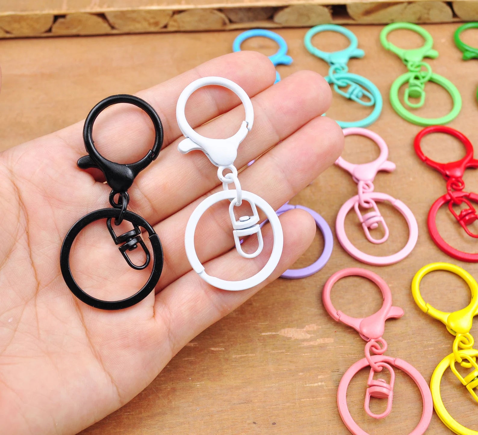 Colored Keychain Split Key Ring with Lobster Hook 30mm