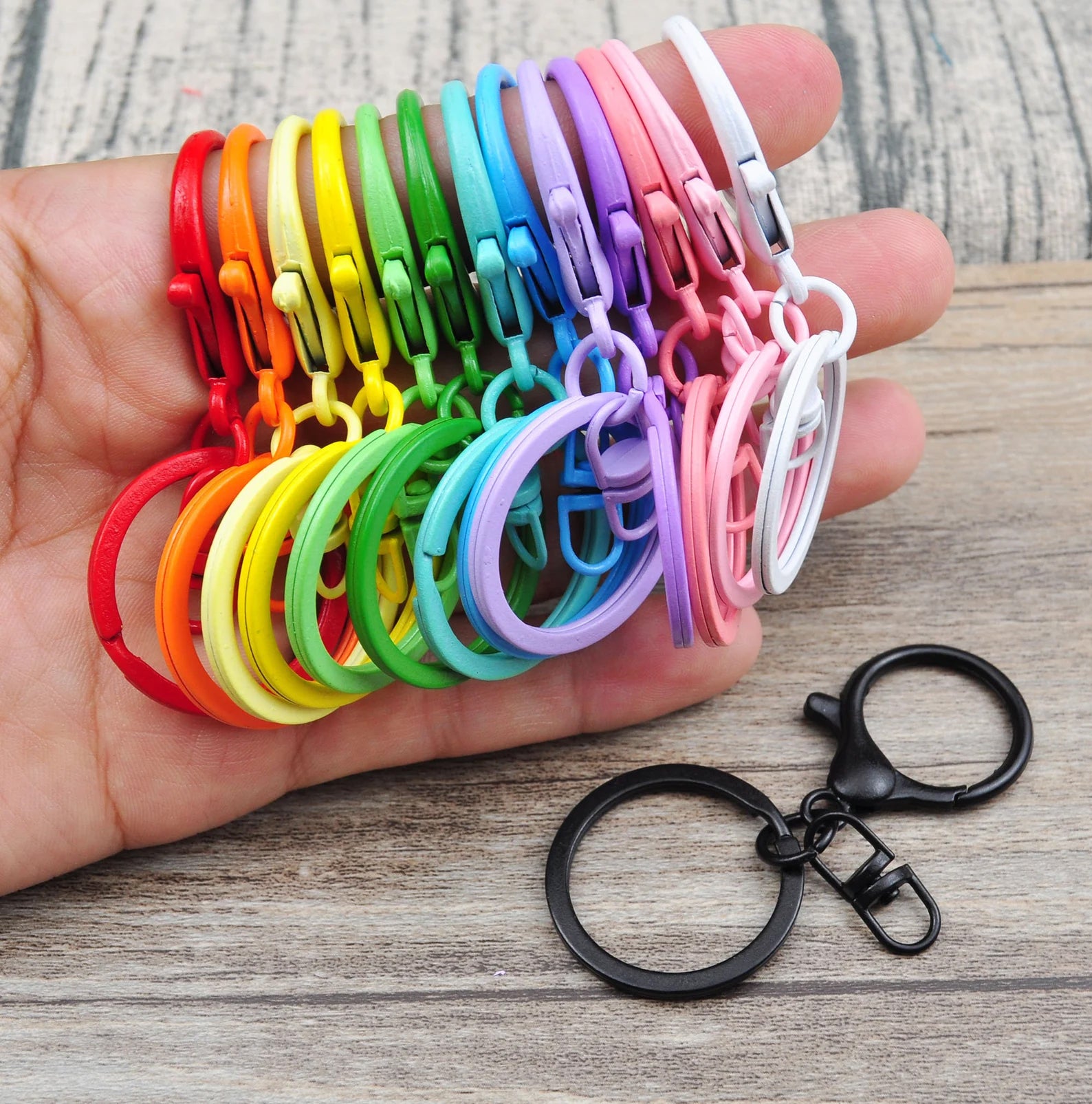 Colored Keychain Split Key Ring with Lobster Hook 30mm