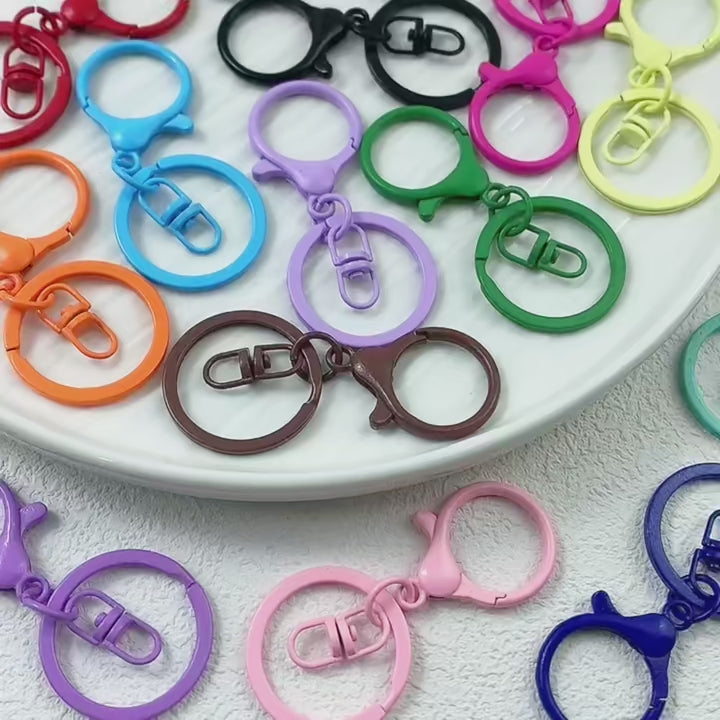 Colored Keychain Split Key Ring with Lobster Hook 30mm