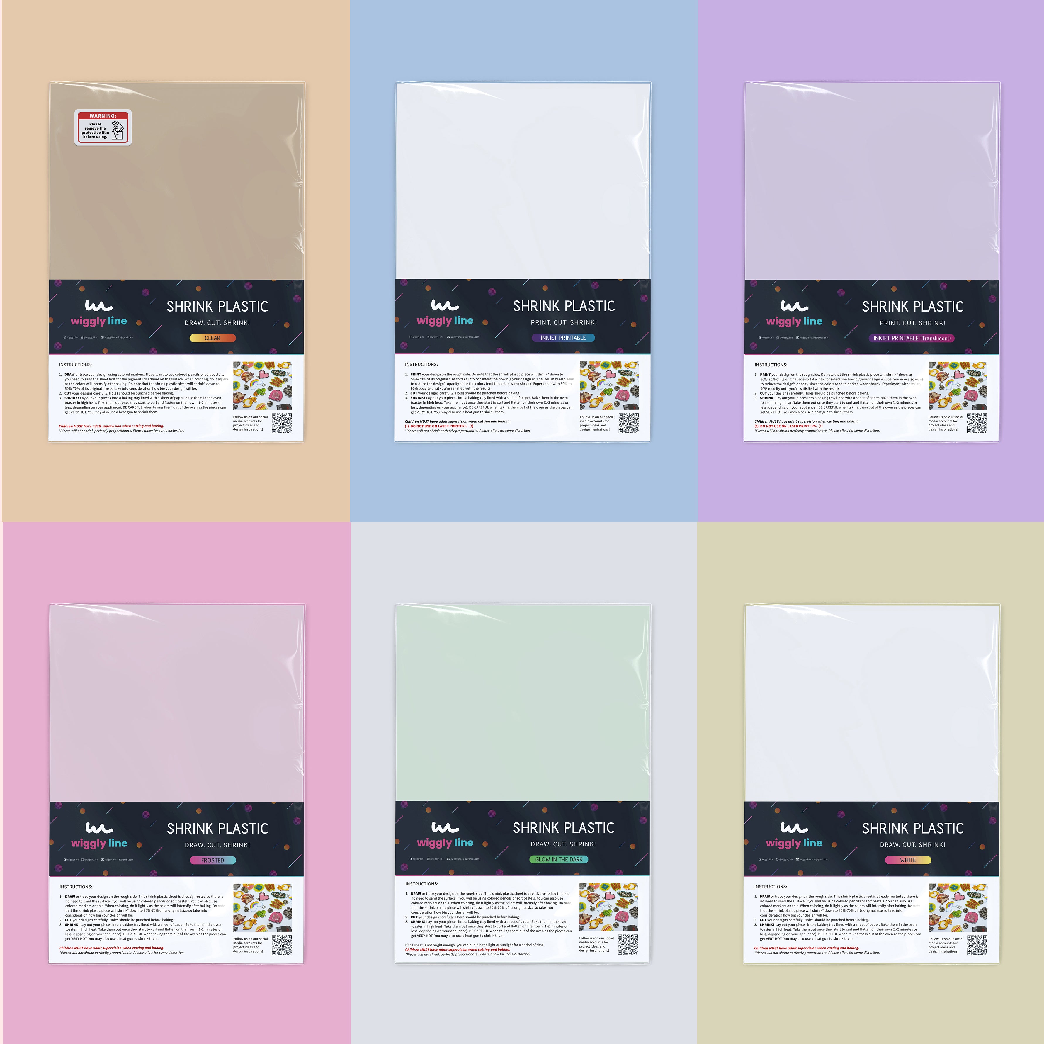 (5pcs) Shrink Plastic Sheets for DIY Projects (Shrinky Dinks)